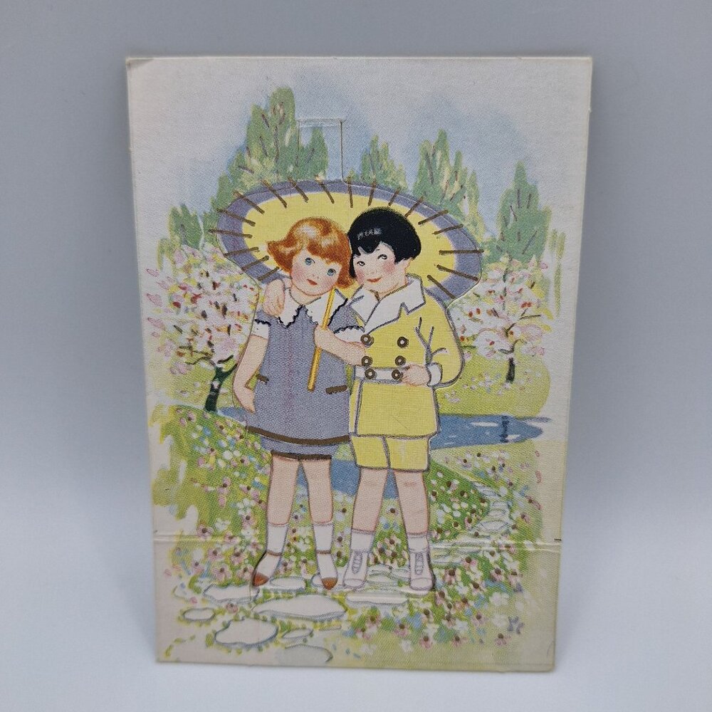 Vintage Carrington Co Keep This Shady Be Mine Postcard Girls Small Scrapbooking